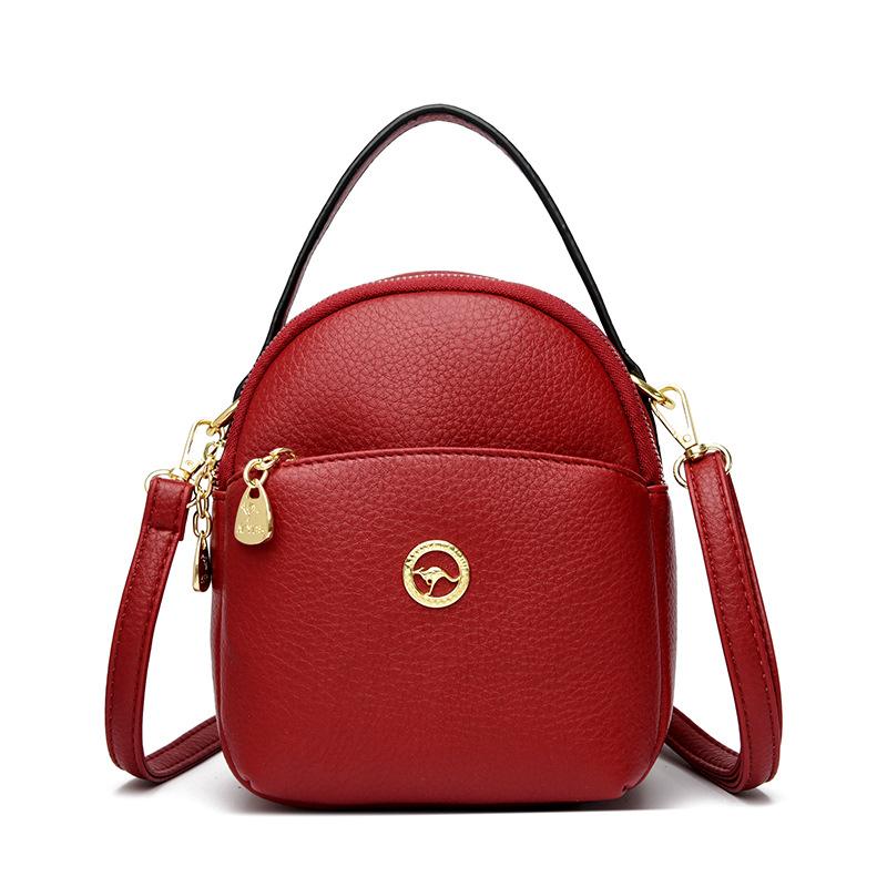 

Soft leather multi-compartment mother bag, new one-shoulder crossbody simple large-capacity handbag for women бордовый