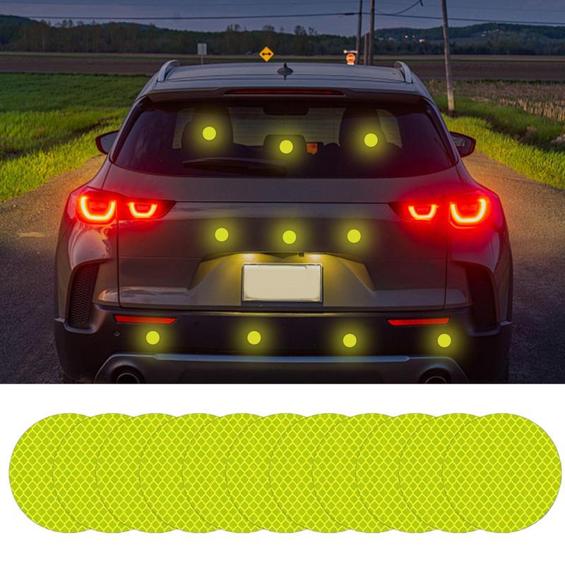 Safety Reflective Decals 10 Pieces Round Car Reflective Decal Reflector Tape 1.96 In Reflective Patch For Trucks Bicycles Motorc