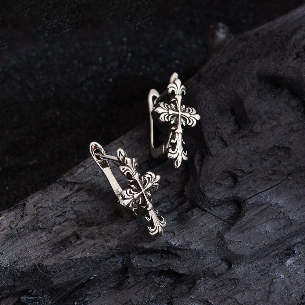 Punk Style Personalized Crown Cross Earrings Women'S Versatile Niche Design Sense Simple Light Luxury Earrings