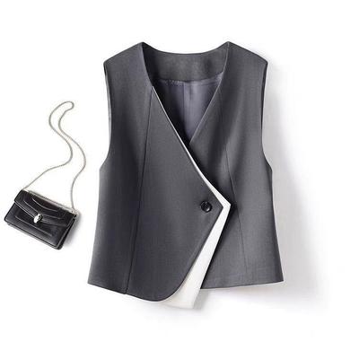 Gilet da Abito Irregolare da Donna Senza Maniche Primavera Autunno Sovrapposizione Ufficio Professionale Elegante