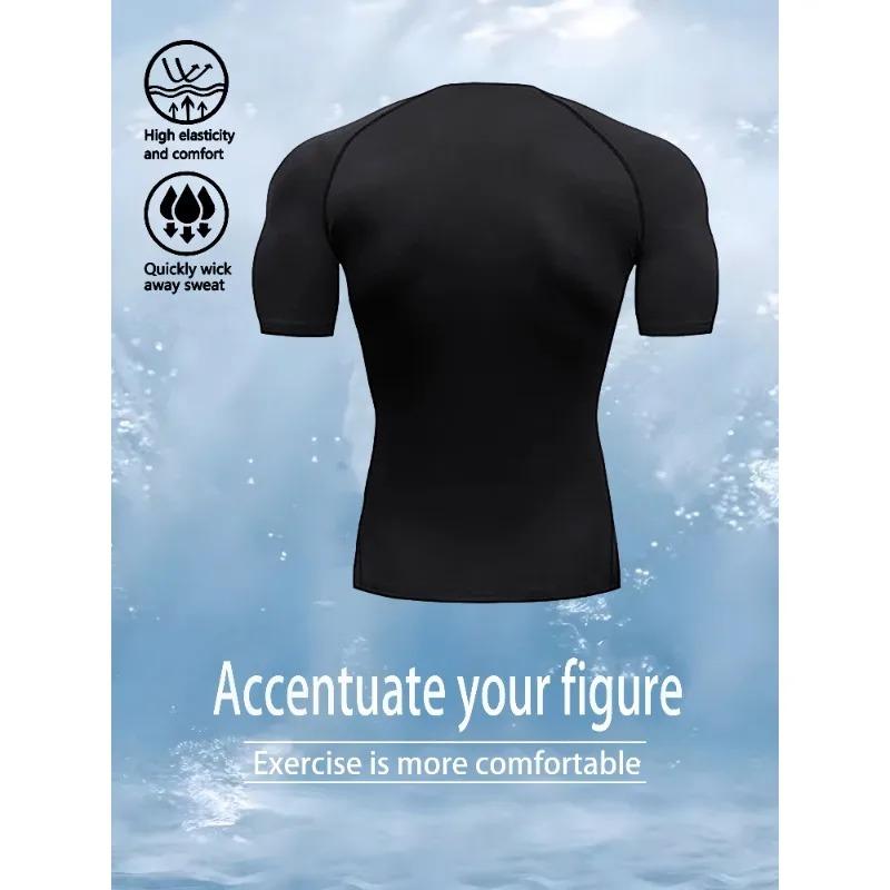 Summer Men Compressed Shirt Sports Quick Drying Fitness T-shirt Tight Faith Inspired" Back Print Jersey - Stretchy Short Sleeve
