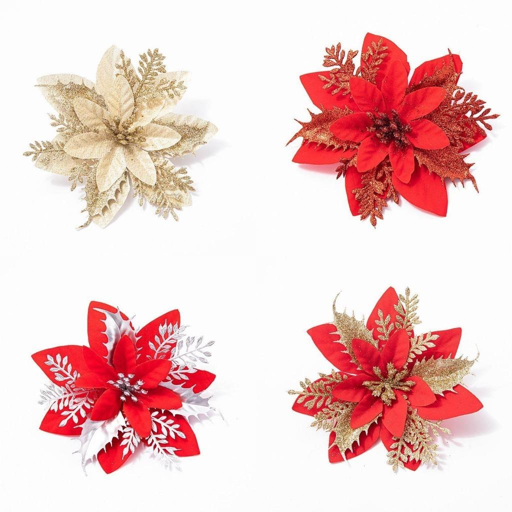 Elegant Artificial Glitter Flower Xmas Tree Decoration For A Festive Atmosphere