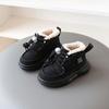 Children's PU Leather Snow Boots, Thick Warm Anti-Slip Faux Fur Winter Plush Shoes