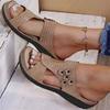 Women's Floral Platform Single Strap Sandals, Retro Chunky Heel Summer Slides