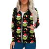 Women Long Sleeve Pattern Pocket Working Stand-up Collar Single-breasted Protective Overalls Cardigan Jacket Top