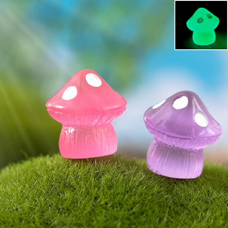 Cute Colorful Glowing Mushroom Resin Decor Luminous Miniature Desk Ornament
