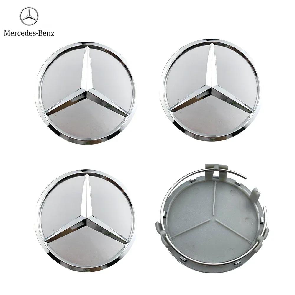 

C200 E200 For Mercedes Benz 4pcs/set 75mm Car Wheel Center Hub Caps Cover for Mercedes Benz B/C/E/S Class A Class C200L GLC GLK серебряный