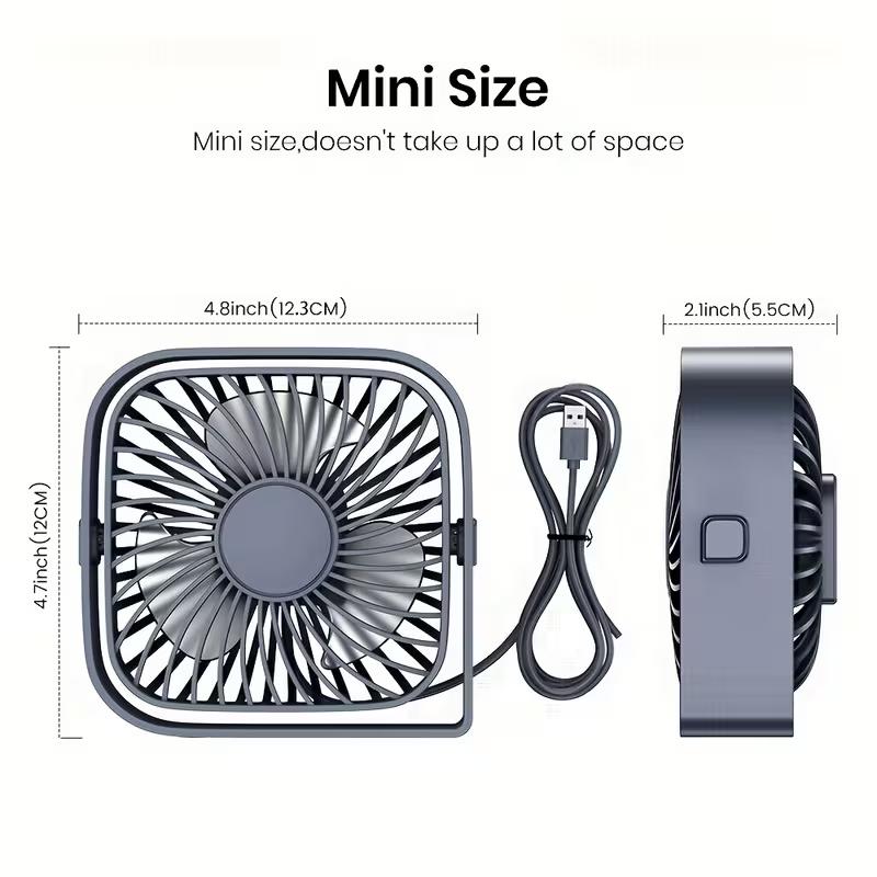 Portable USB Desk Fan 360° Adjustable 3 Speed Quiet Mini Desktop Cooling Fan