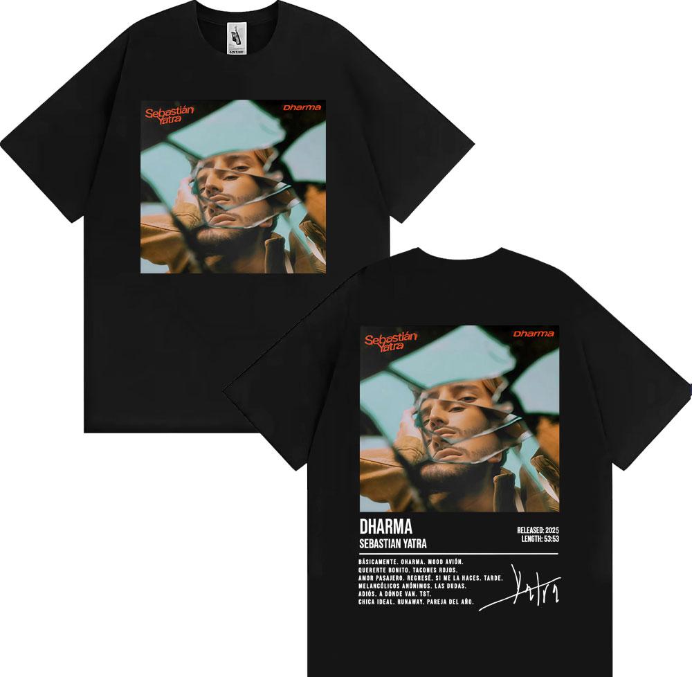 Sebastian Yatra Dharma 2025 Tour Merch T-shirts Men Women Vintage Hip Hop High Street T-shirt Casual O-Neck High Quality T Shirt