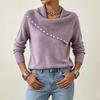 2026 Autumn/Winter Korean Style Slimming Loose Knit Lapel Sweater - Versatile Solid Color Women's Base Layer