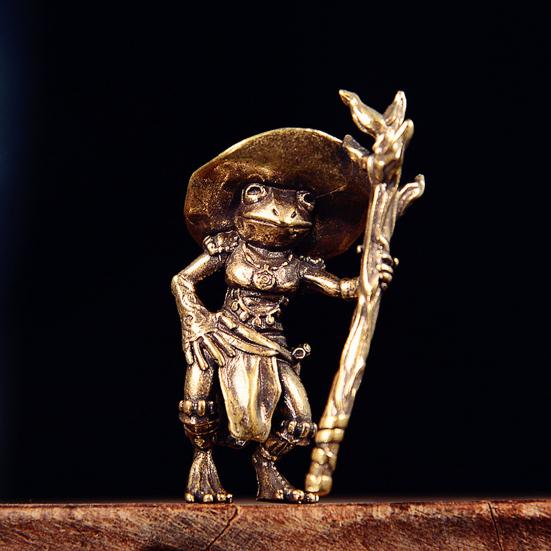 1/2/3Pcs Brass Frog Witch Figurine Vintage Brass Frog Ornament Fantasy Witch Decoration Whimsical Home Accents