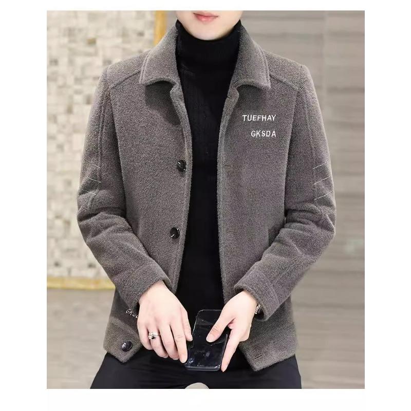 Men S Short Thick Casual Jacket Korean Style Long Sleeve Turn Down Collar