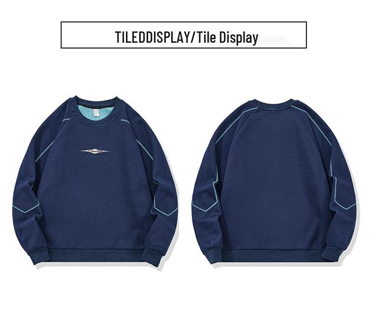 Men's 2025 Autumn/Winter Fleece-Lined Round Neck Sweatshirt - Casual, Loose, High-End Texture, Thick Long Sleeve Top