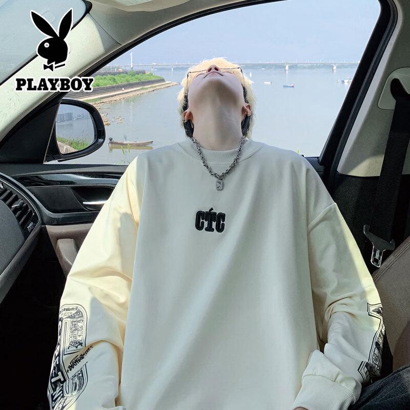PLAYBOY Men s Crewneck Loose Long Sleeve Sweatshirt M