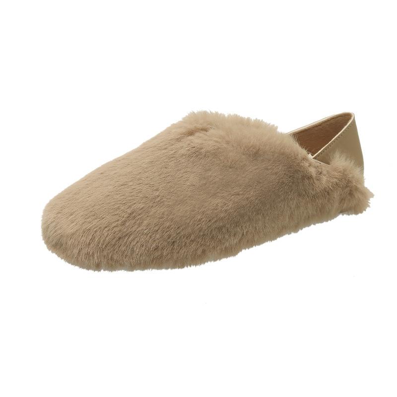 

Обувь Мао Мао женская, осень и зима новая круглая голова плоская подошва верхняя одежда наступающие на полукаблучные тапочки беременные женщины снежные хлопковые туфли 43 хаки