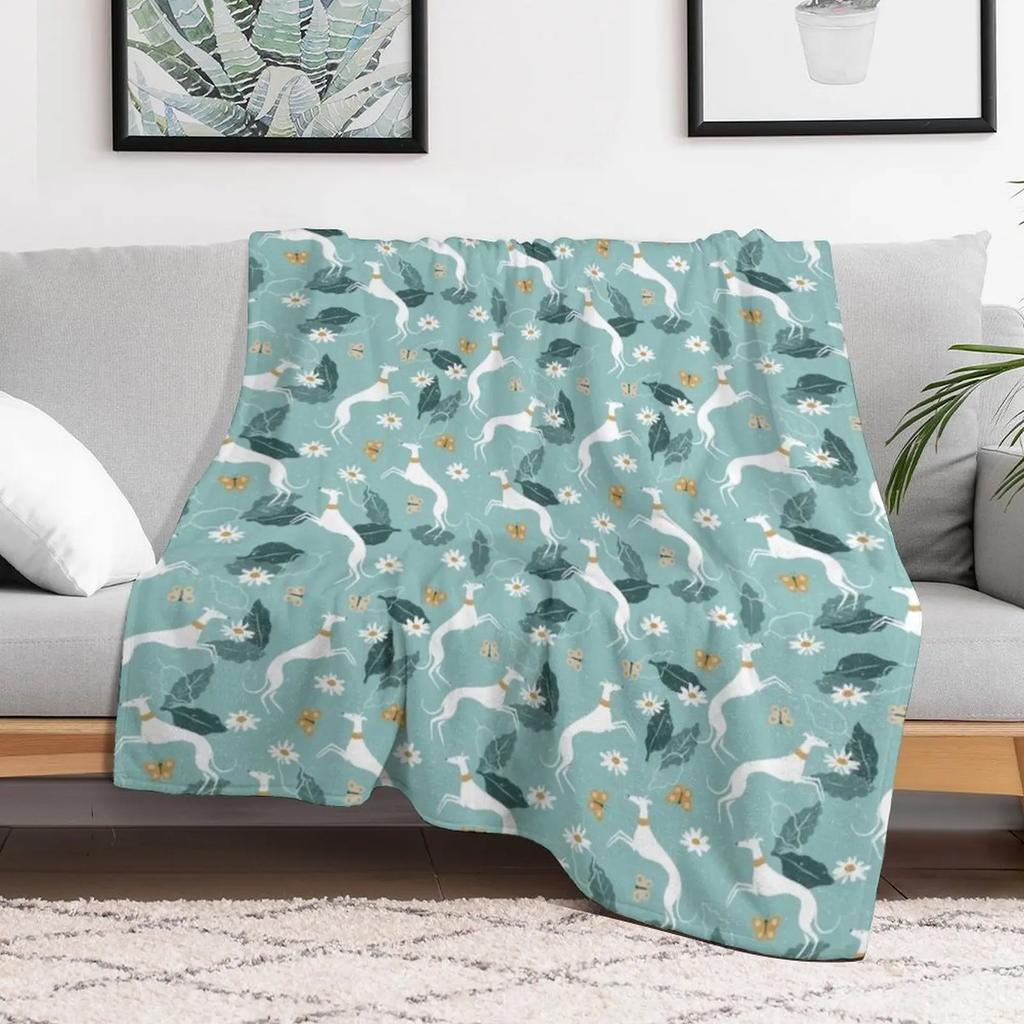 Greyhound and Butterfly Throw Blanket Breathable Lightweight Blanket for Adults Kids