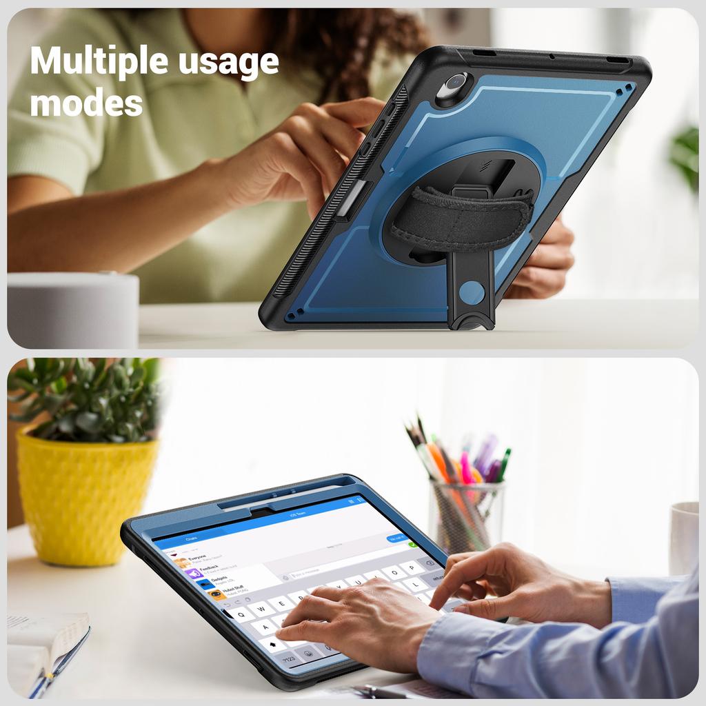 For Samsung Galaxy Tab S10 Lite Case Kickstand PC + TPE Tablet Cover with Hand Strap