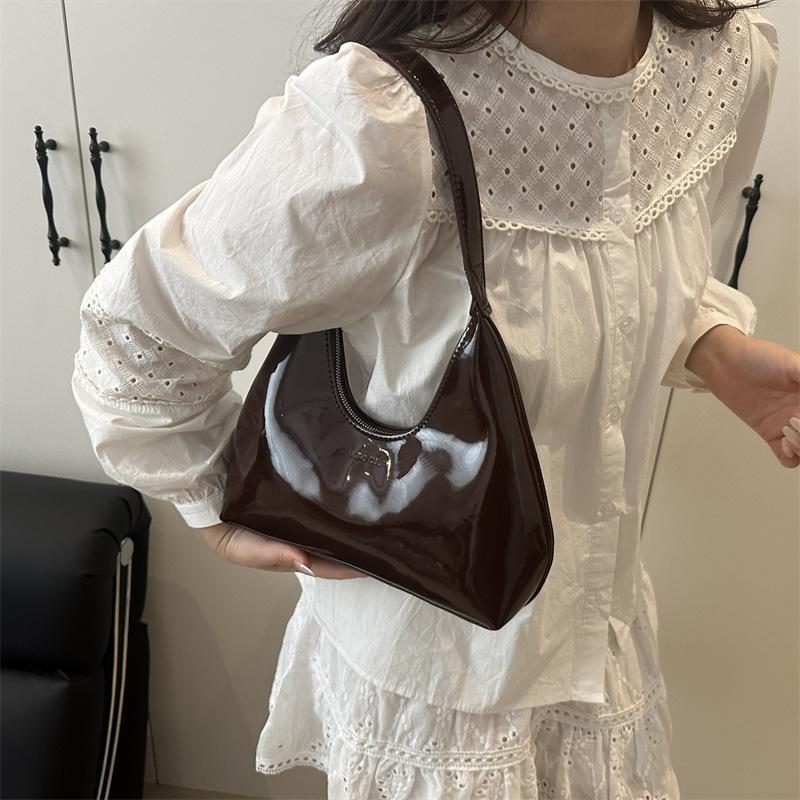 Borsa a Spalla Sottobraccio in Ecopelle Monocolore, Borsa a Mano Versatile Retrò da Donna, Borsa a Mano Borsa Chic alla Moda per l'Uso Quotidiano