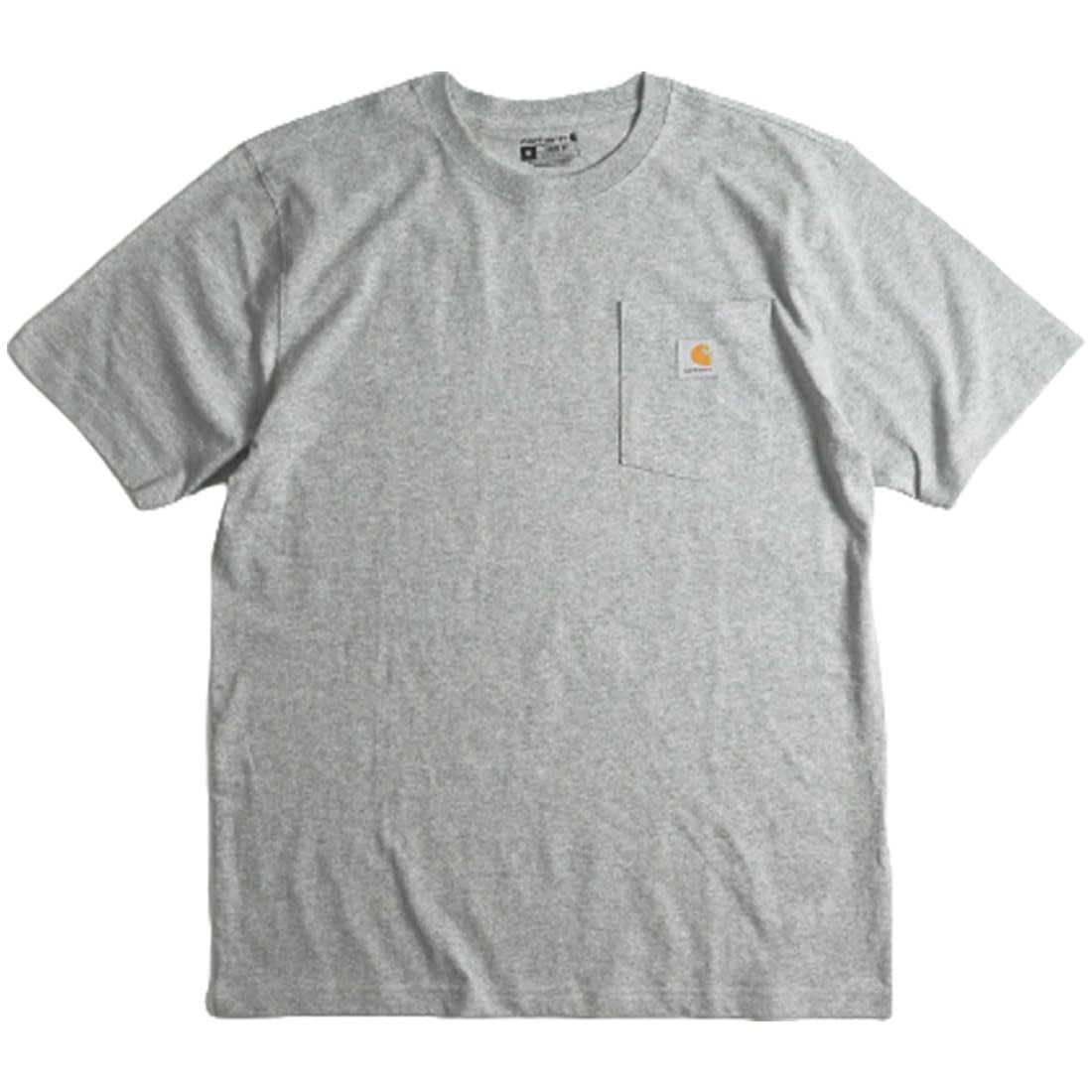 

Carhartt Футболка с коротким рукавом и карманами, классическая рабочая одежда, свободный крой, K87 L, мужская, Heather_Grey [Товар]