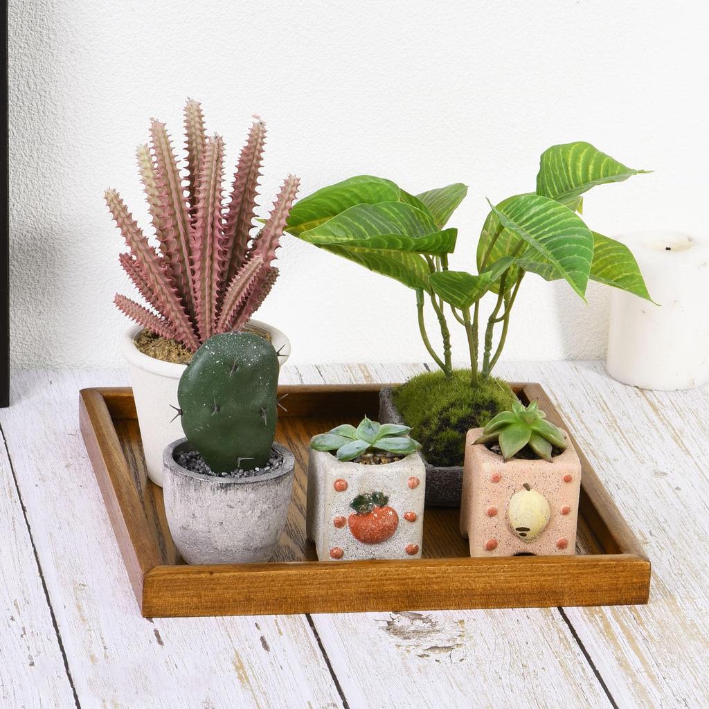 METERXITY Holz Serviertablett, Quadratische Holz Dekoplatte, Küchentablett, Tafelaufsatz Kerzenhalter Tablett für Zuhause oder Café Dining (9", Schwarz)