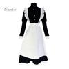 1 Set Maid Cosplay Dress Set Includes Apron Headband Bow And Socks Unisex A-Line Calf-Length Contrast Color Ruffle Dress Parties Photography Servant