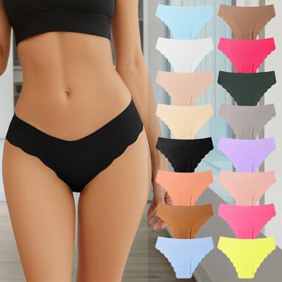 Übergröße Damen Frühling und Sommer Wellenkante Eis-Seide Unsichtbar Ohne Abdrücke Niedrige Taille Dreiecksslips