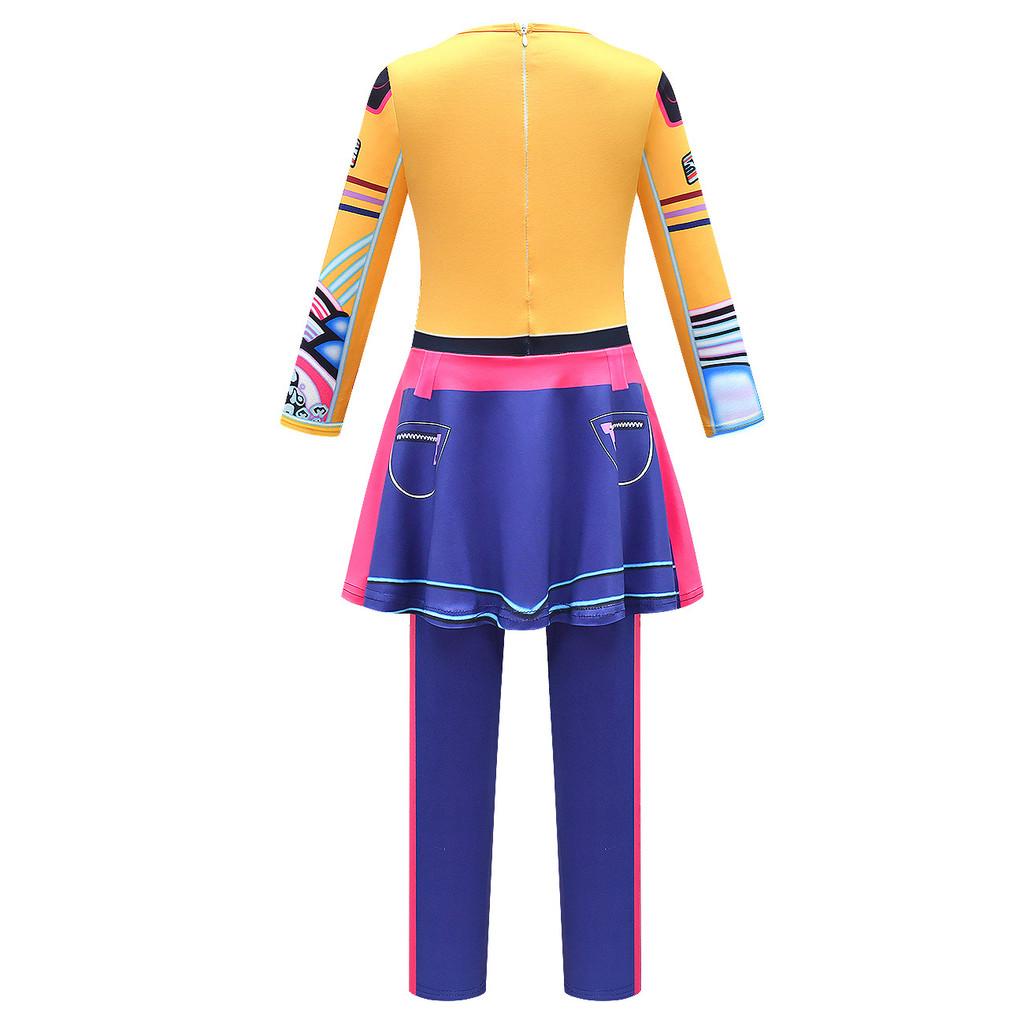 Kids Girls Anime Cartoon POP Singer Super Star Printed Jumpsuit Bag Set Halloween Cosplay Costumes