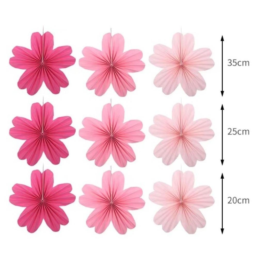 

9Pcs/Set Macaron Paper Flower Fans Floral Pom Poms Backdrops Decoration Classroom Background Pink