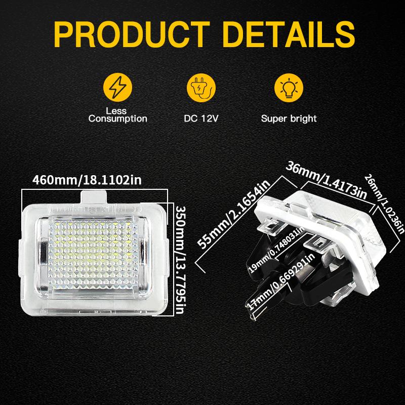 2PC White 6000K LED Rear License Plate Light for Mercedes Benz C-Class W204 2D/4D/5D 2007-2011 W205 2014-up