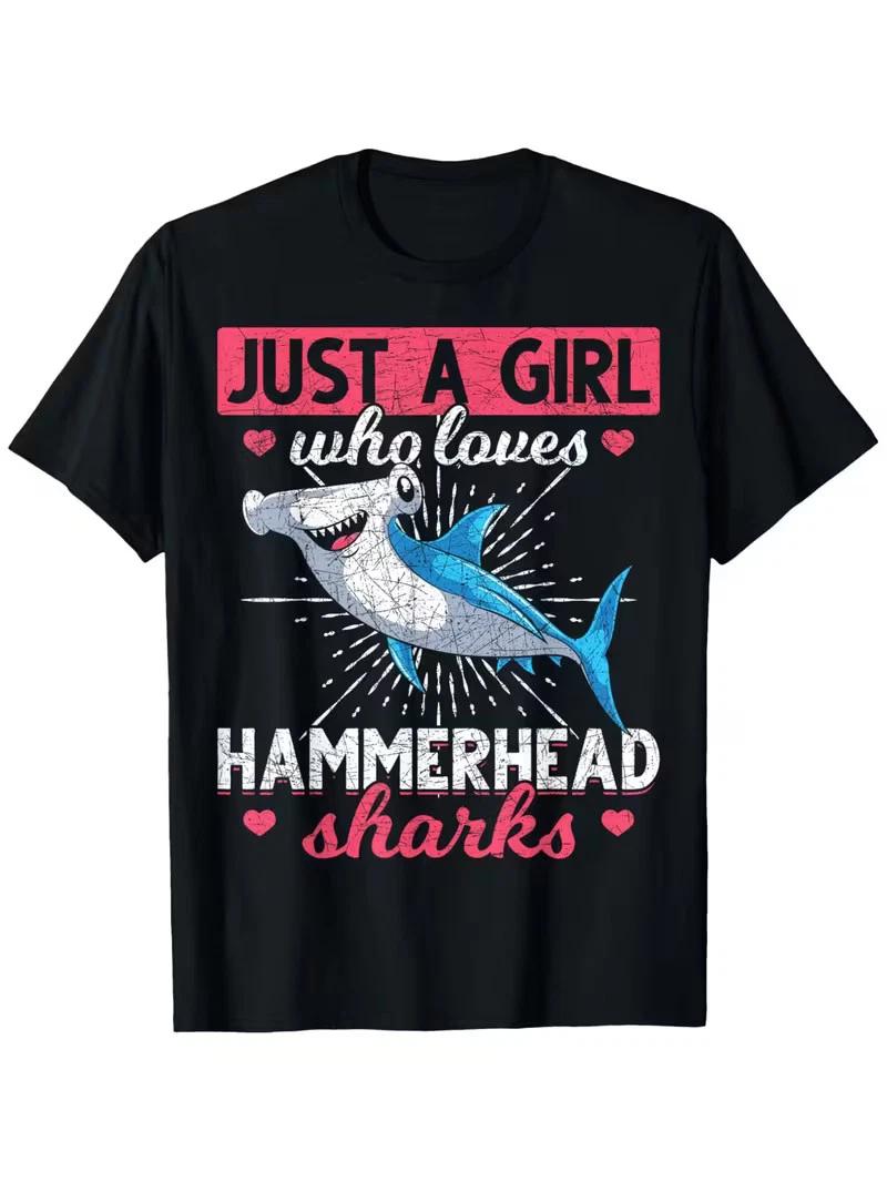 Casual Style, Shark Tshirt for Women - Just a Girl Who Loves Hammerhead Sharks XXL