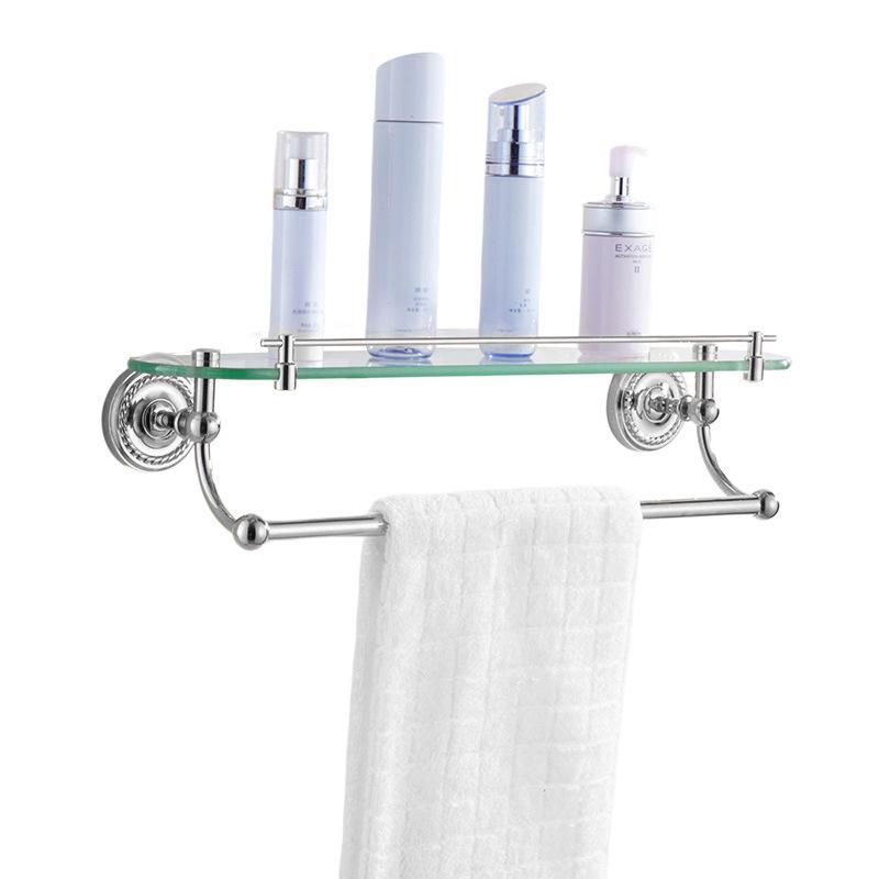 Badezimmer-Handtuchhalter-Set im europäischen Stil, Silber, Vollkupfer