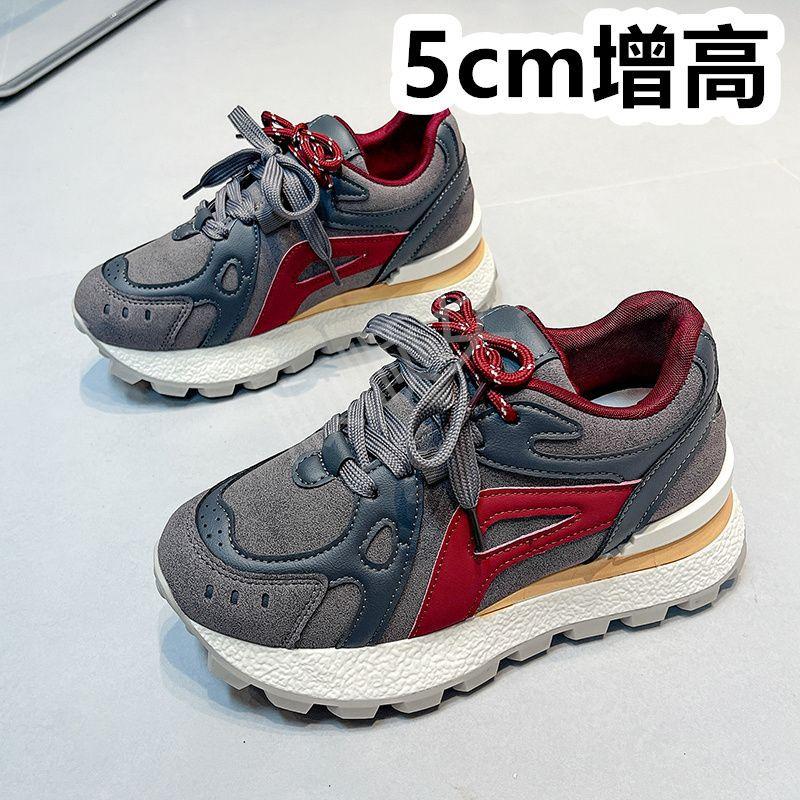 Thick-soled red German training shoes for women's 2025 new breathable great-looking and not tired-footed Forrest Gump versatile sports and leisu