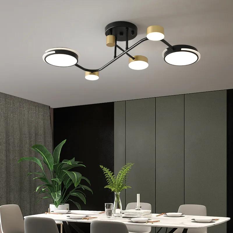 Modern LED Chandeliers For Living Room Kitchen Bedroom New Black Gold Frame Ceiling Hanging Lamp Dropshipping Indoor Lighting
