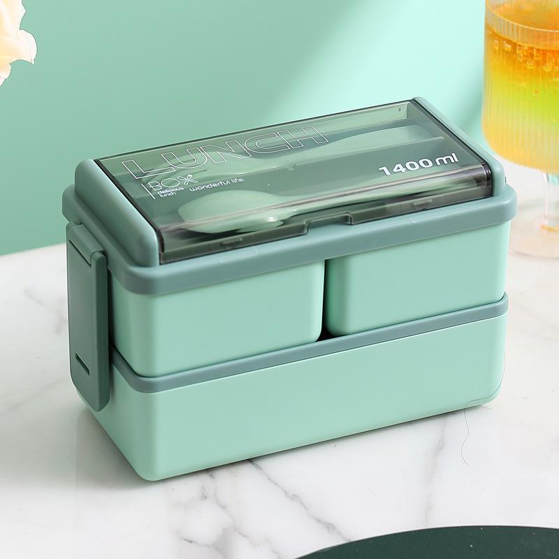 Microwavable Japanese-Style Wheat Straw Lunch Box Set with Compartments for Students and Office Workers