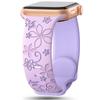 Embossed Floral Silicone Apple Watch Strap: Unisex, Sports, Two-Tone, Infinity Buckle.
