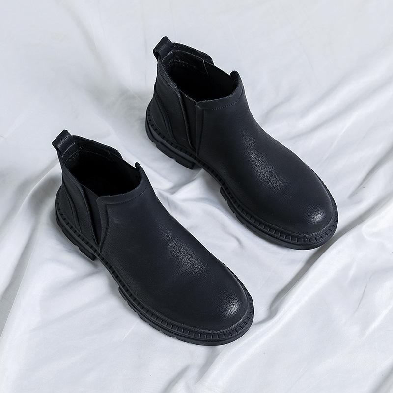 

2021 новые бархатные ботинки Мартина на толстой подошве с утолщенной подкладкой, мужские, в британском стиле, средней и высокой высоты, повседневные кожаные ботинки, мужские S52-R 44 чёрный