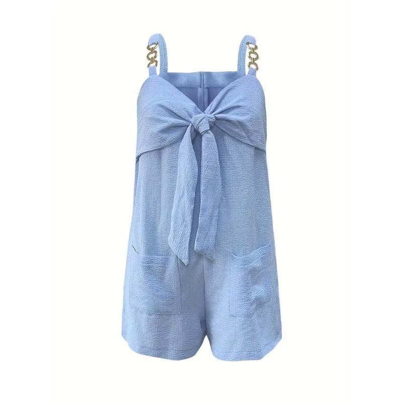 Damen Europäischer Stil Lässig Sommer Rückenfrei Kurz Träger Jumpsuit
