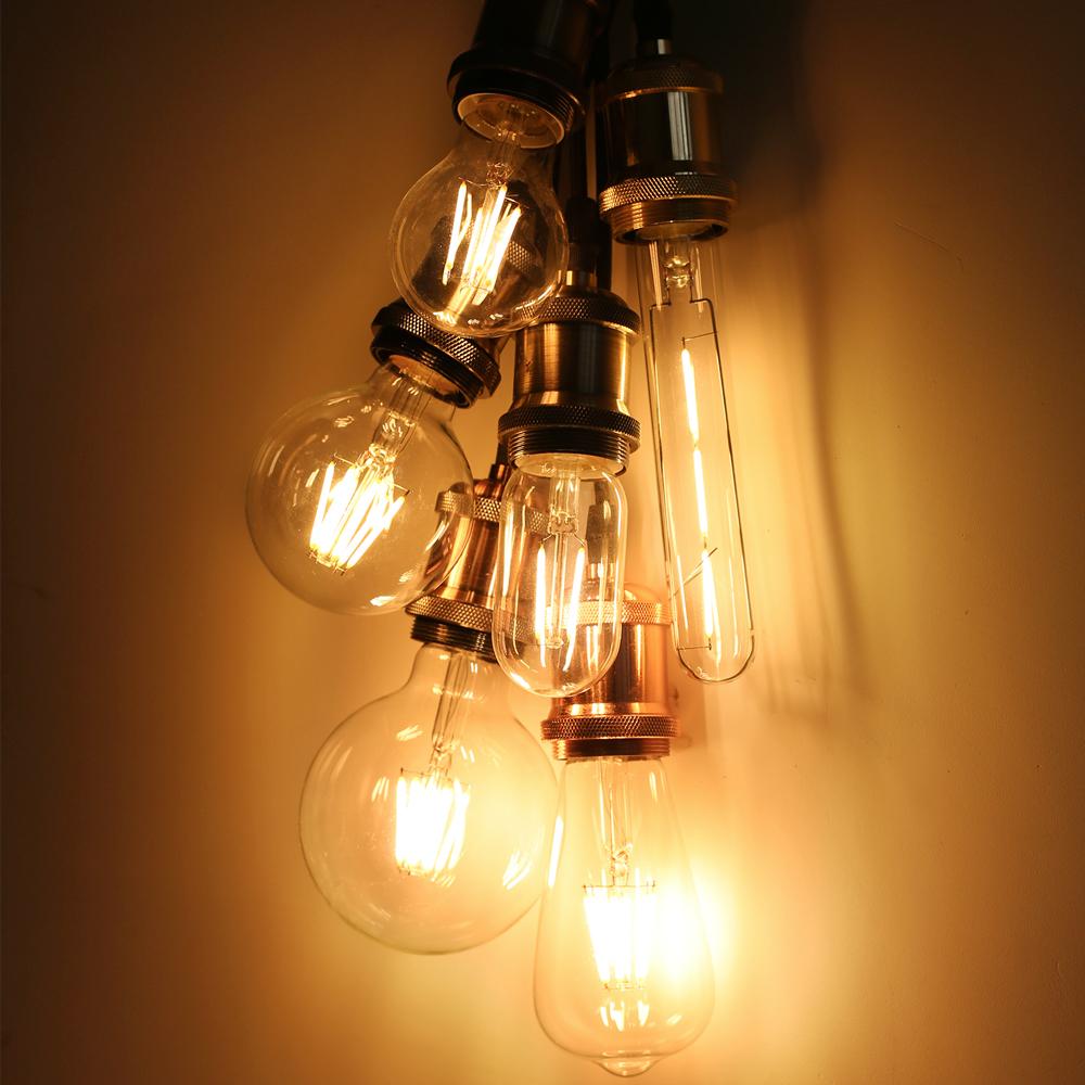 Bombiilas Filament LED Light Bulb Candle Light Glass Bulb Lampara LED Lamp Lighting Bedroom Warm Light E27 220V 240V ST64 A60 T45 G45 G80 G95
