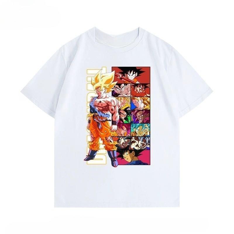 Dragon Ball Animation Drawing Wukong Parent-Child Clothing Men's and Women's Cartoon Short Sleeve Summer Pure Cotton Versatile