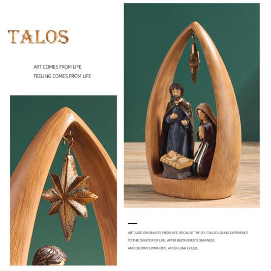 Heilige Familie Harz Figurine Krippen Advent Statue Joseph Jungfrau Maria Geburt von Jesus Skulptur Home Office Desktop Dekoration Ornament