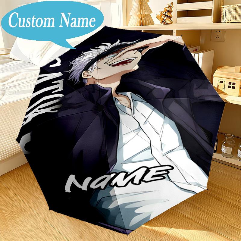 Custom Name Umbrella Powerful Anime Jujutsu Umbrella 8-Frame for Travel, Camping, Casual Lightweight Portable, Essential for Family Gifts