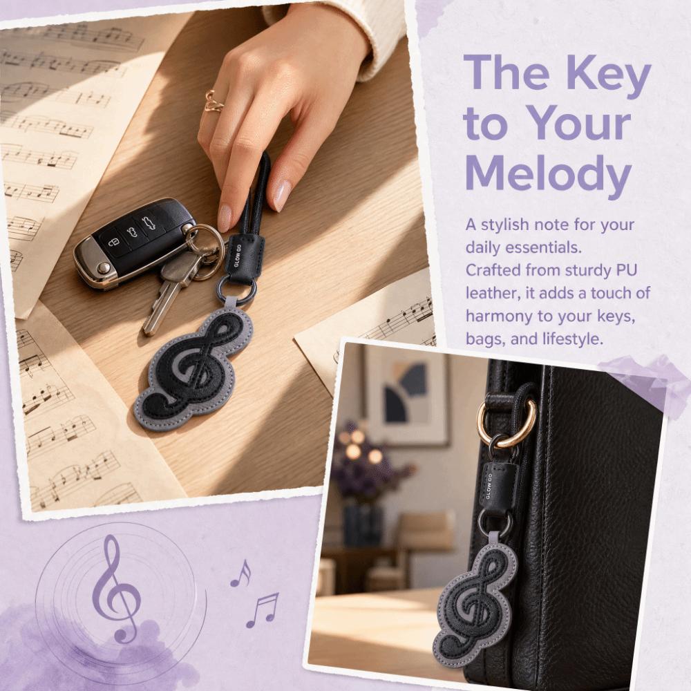 Treble Note Musical Note Keychain Beamed Sixteenth Note PU Leather Keyring Music Pendant Gift