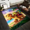 Colorful Cartoon Turtles On Tropical Beach Printed Carpet Design Suitable for Use As an Anti-slip for Living Room Bedroom Sofas