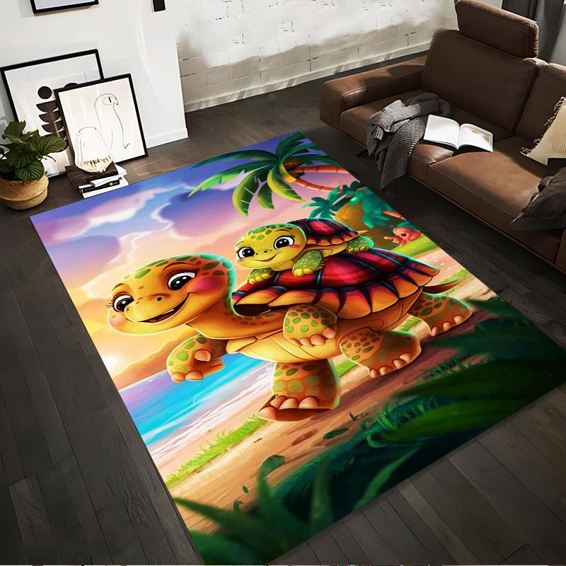 

Colorful Cartoon Turtles on Tropical Beach Printed Carpet Design Suitable for use as an anti-slip for living room bedroom sofas 40x60cm( 15x23in )