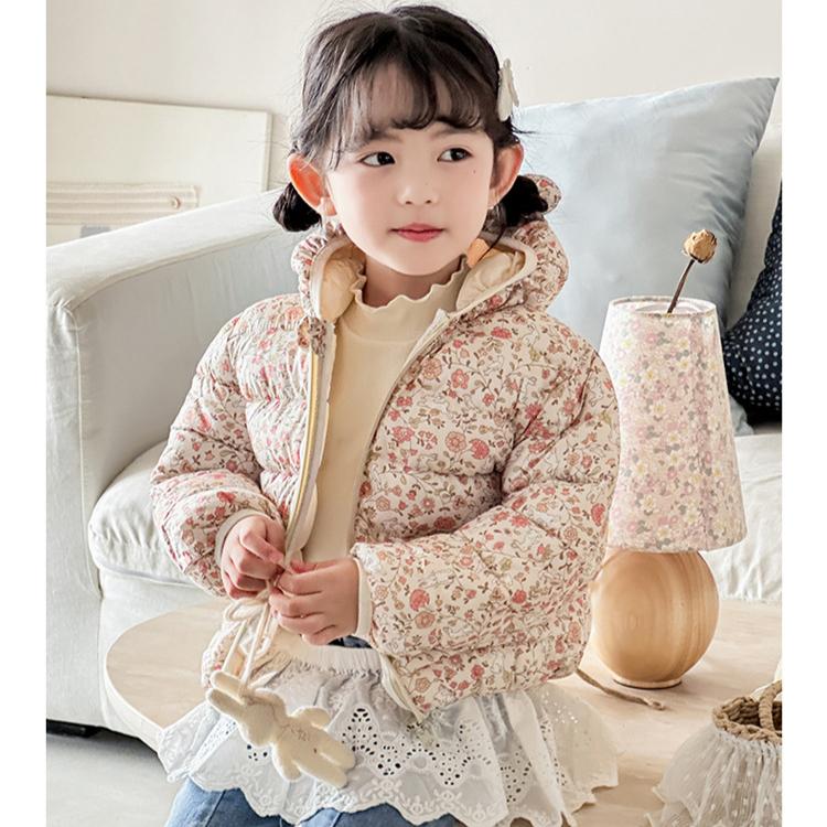 Fashion Girls' Warm Cotton-padded Clothes Winter Baby Girl Thickened Short Cotton-padded Jacket Children's Autumn Cute Cartoon Print Coats