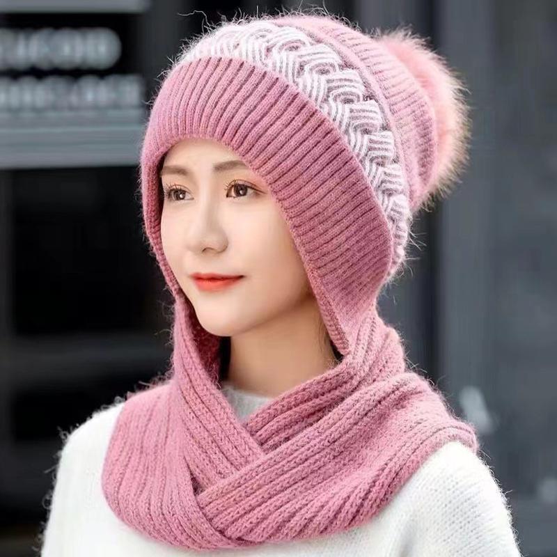 The New Hat Scarf Is Integrated And Thickened The Warm And Warm Winter Ears