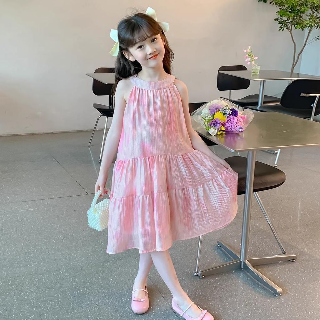 Girls Summer Chiffon Spaghetti Strap Dress Sweet Princess Childrens Clothing