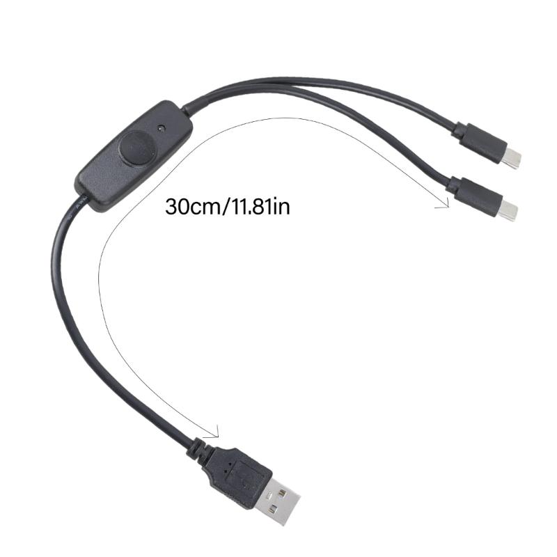 Multi USB C Cable 2 In 1 Multiple Type C Charging Cable Double Splitter with Switches USB A To Double USB C Port