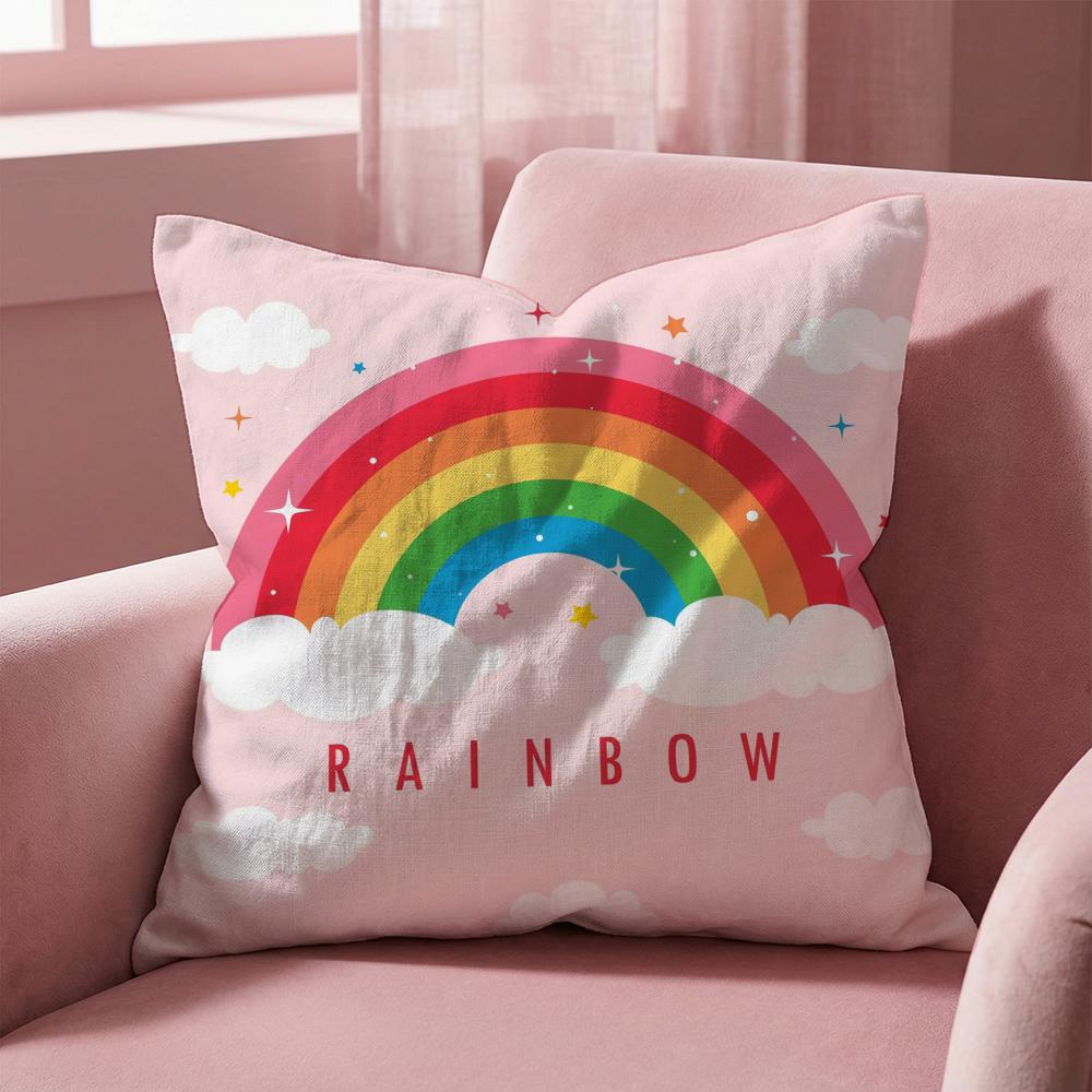 R-Rainbow THEME Cushion Cover Multi-Scene Pillow Cover for Home & Car - Reversible, Soft & Durable for Daily Use