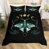 Butterfly And Death Moth Duvet Cover Queen Gothic Skull Flower Star Sky Moon Bedding Set Polyester Boho Exotic Black Quilt Cover